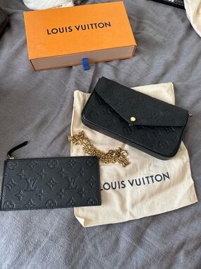 Louis Vuitton Black Monogram Embossed Leather Chain Clutch